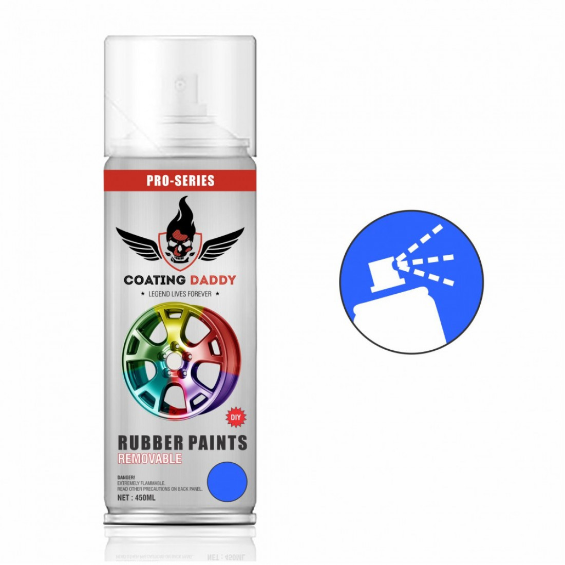 Fluorescent Blue Rubber Durable Spray Paint from Coating Daddy